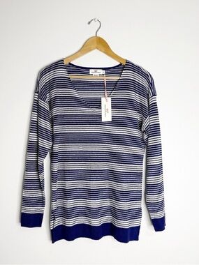 Vineyard Vines Newport Linen Striped V-Neck Sweater Medium NWT